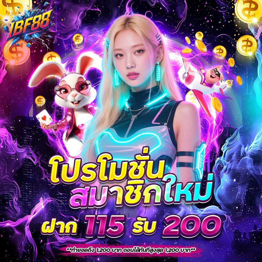 โปรโมชั่นสมาชิกใหม่ ฝากเงินแค่ 115 รับ 200 ทำยอดถึง 1,200 บาท ถอนได้ทันทีสูงสุด 1,200 บาท